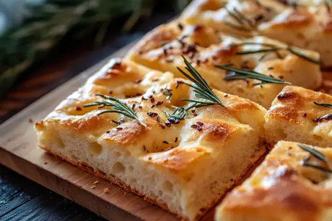Focaccia recept: saftigt bröd med rosmarin och flingsalt, perfekt för en mysig fikastund.