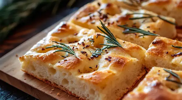 Focaccia recept: saftigt bröd med rosmarin och flingsalt, perfekt för en mysig fikastund.