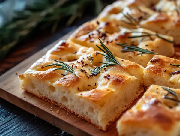 Focaccia recept: saftigt bröd med rosmarin och flingsalt, perfekt för en mysig fikastund.